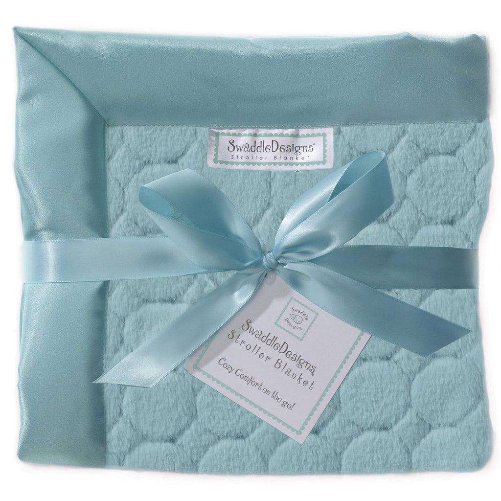 Stroller Blanket - Puff Circles, Turquoise, Large, 30x40 inches - Customized