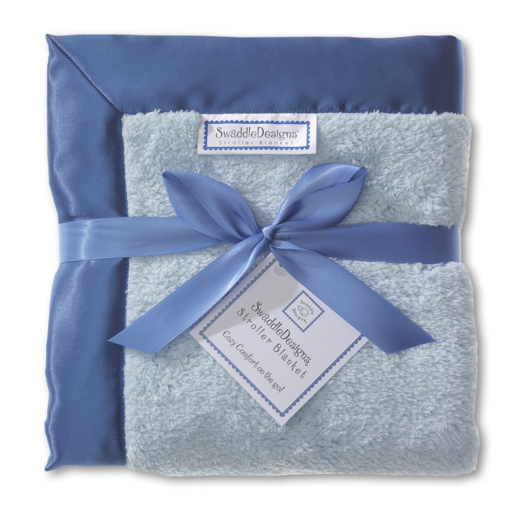 'Stroller Blanket - Pastel with Jewel Tone Trim, True Blue, Large, 30x40 inches' - Customized