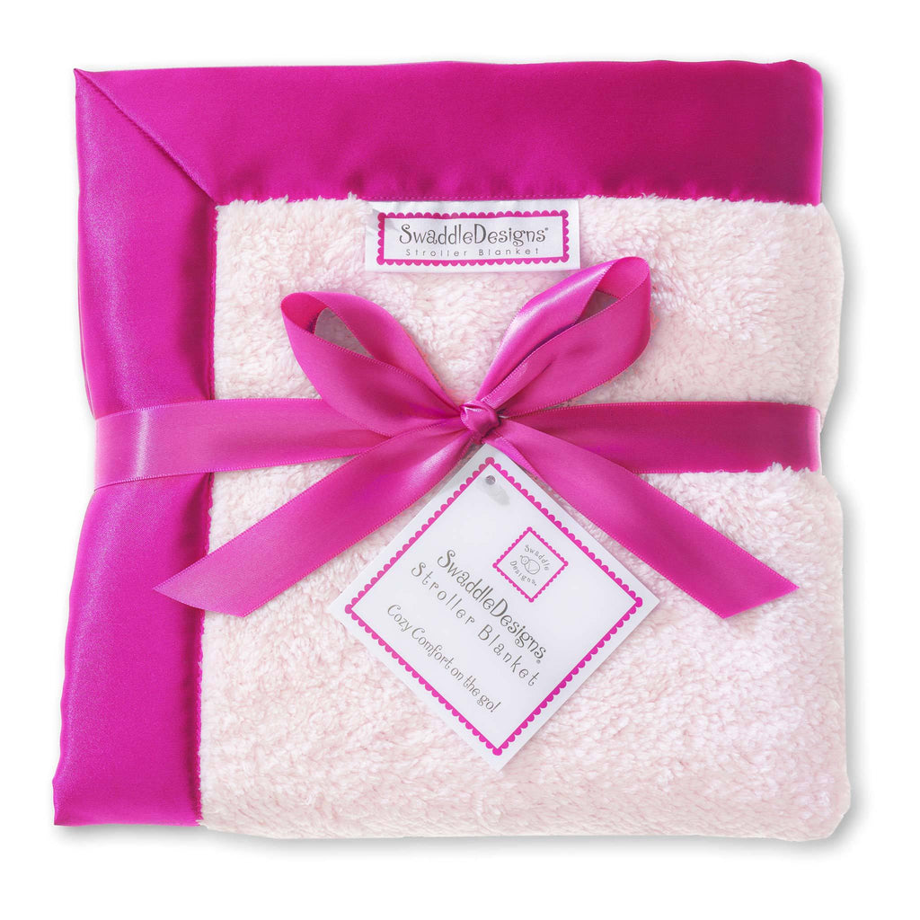 Stroller Blanket - Pastel with Jewel Tone Trim, Very Berry, Large, 30x40 inches - Customized