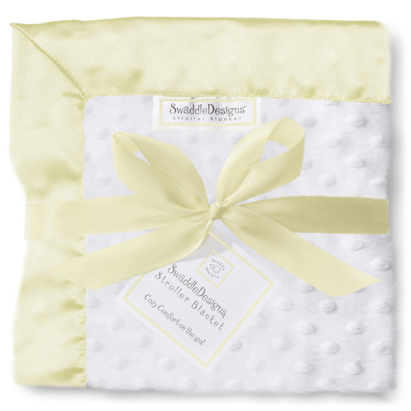 Stroller Blanket - Plush Dot with Baby Velvet, Pastel Yellow, Large, 30x40 inches - Customized