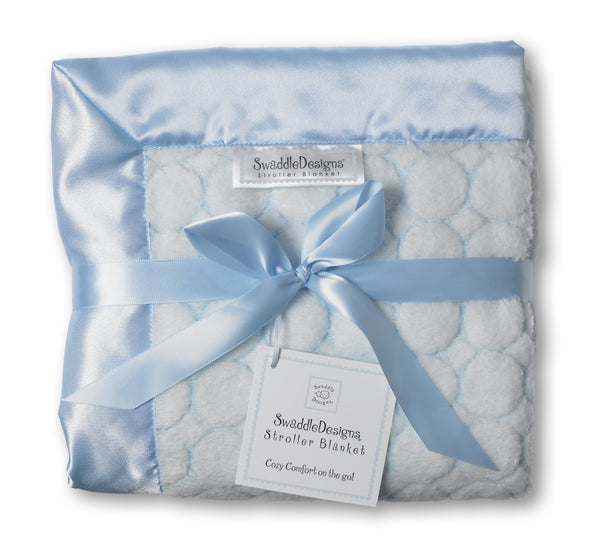 Stroller Blanket - Pastel Puff Circle, Pastel Blue, Large, 30x40 inches - Customized