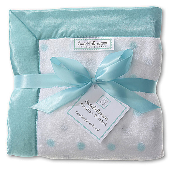 'Stroller Blanket - Pastel & Sterling Dots, Turquoise, Large, 30x40 inches' - Customized