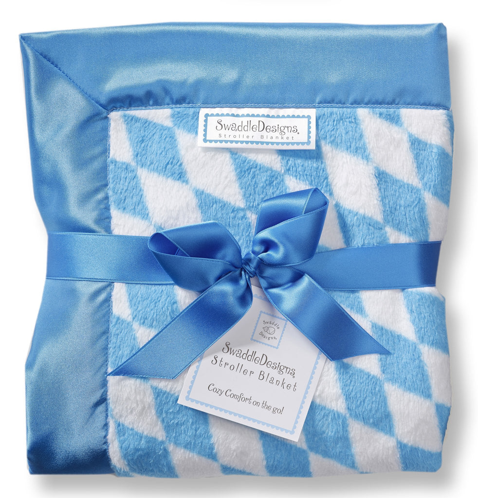 Stroller Blanket - Forever Diamond, Blue, Large, 30x40 inches - Customized