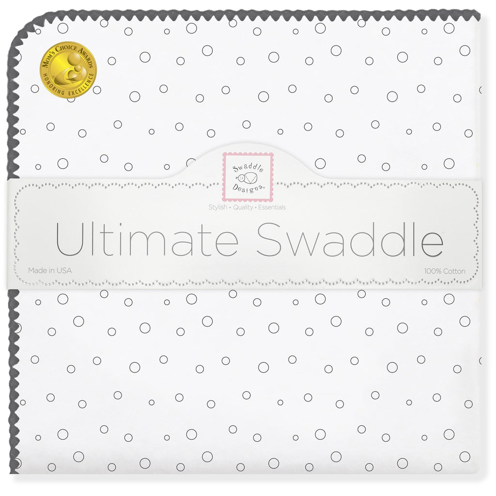 Ultimate Swaddle Blanket - Soft Black Bubble Dots, Soft Black - Customized