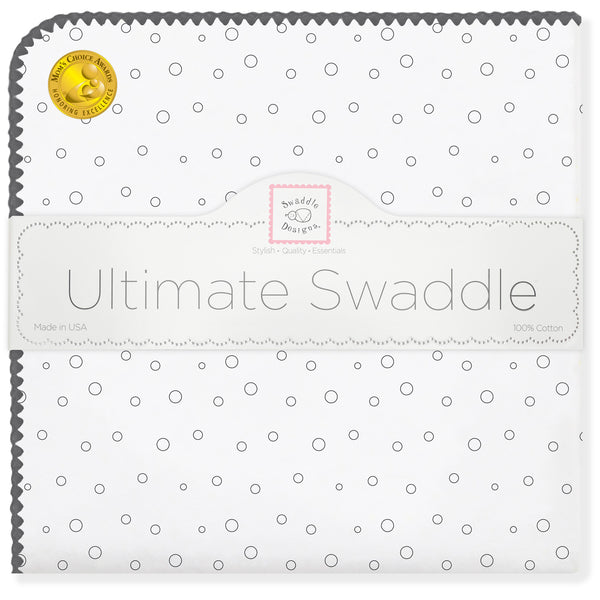 Ultimate Swaddle Blanket - Soft Black Pearl Bubble Dots on White