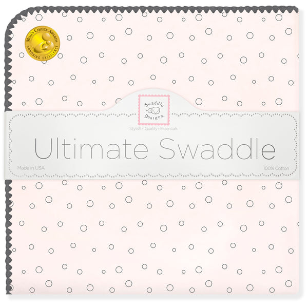 Ultimate Swaddle Blanket - Soft Black Pearl Bubble Dots on Soft Pink