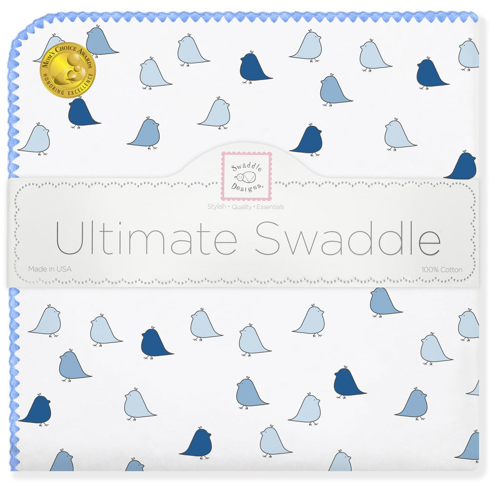 Ultimate Swaddle Blanket - Little Chickies, Blue - Customized