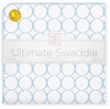 Ultimate Swaddle Blanket - Mod Circles on White, Pastel Blue