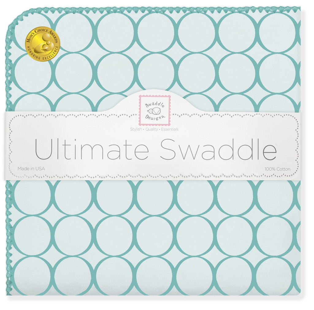 'Ultimate Swaddle Blanket - Jewel Mod Circles, Turquoise' - Customized