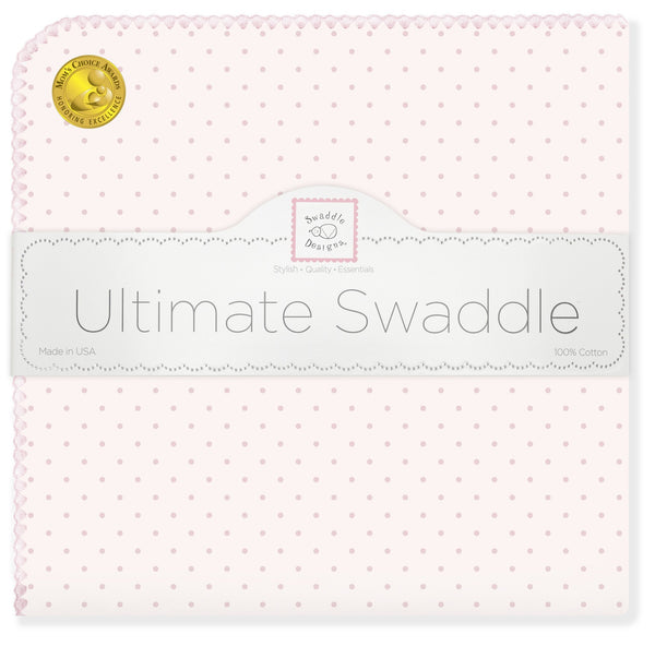 Ultimate Swaddle Blanket - Fresh Pastel Polka Dots, Pastel Pink - Customized
