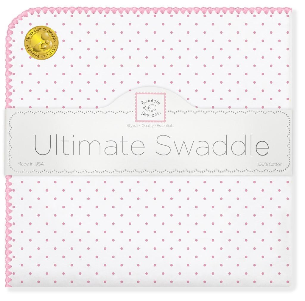 Ultimate Swaddle Blanket - Classic Polka Dots, Pink - Customized