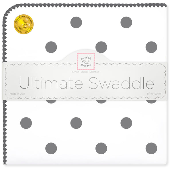 Ultimate Swaddle Blanket - Soft Black Big Dots, Soft Black