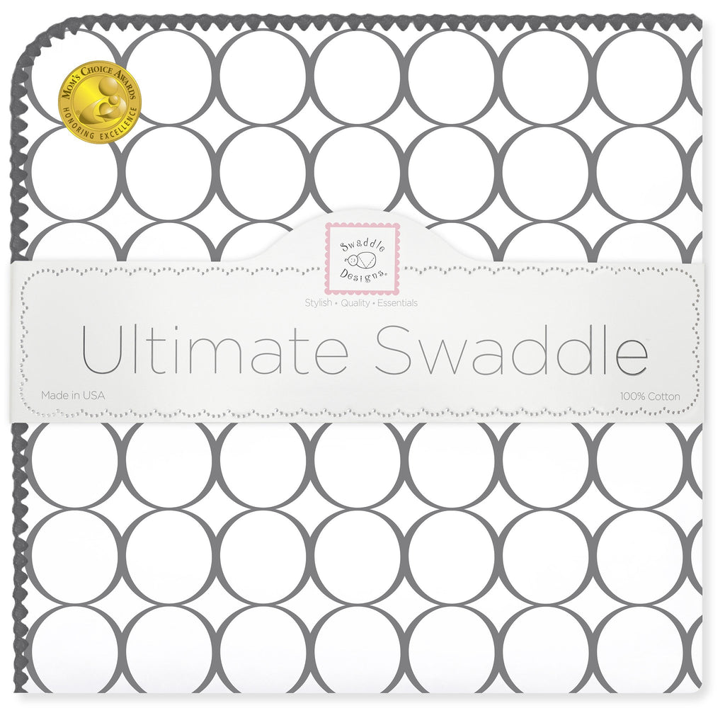 Ultimate Swaddle Blanket - Soft Black Mod Circles, Soft Black - Customized