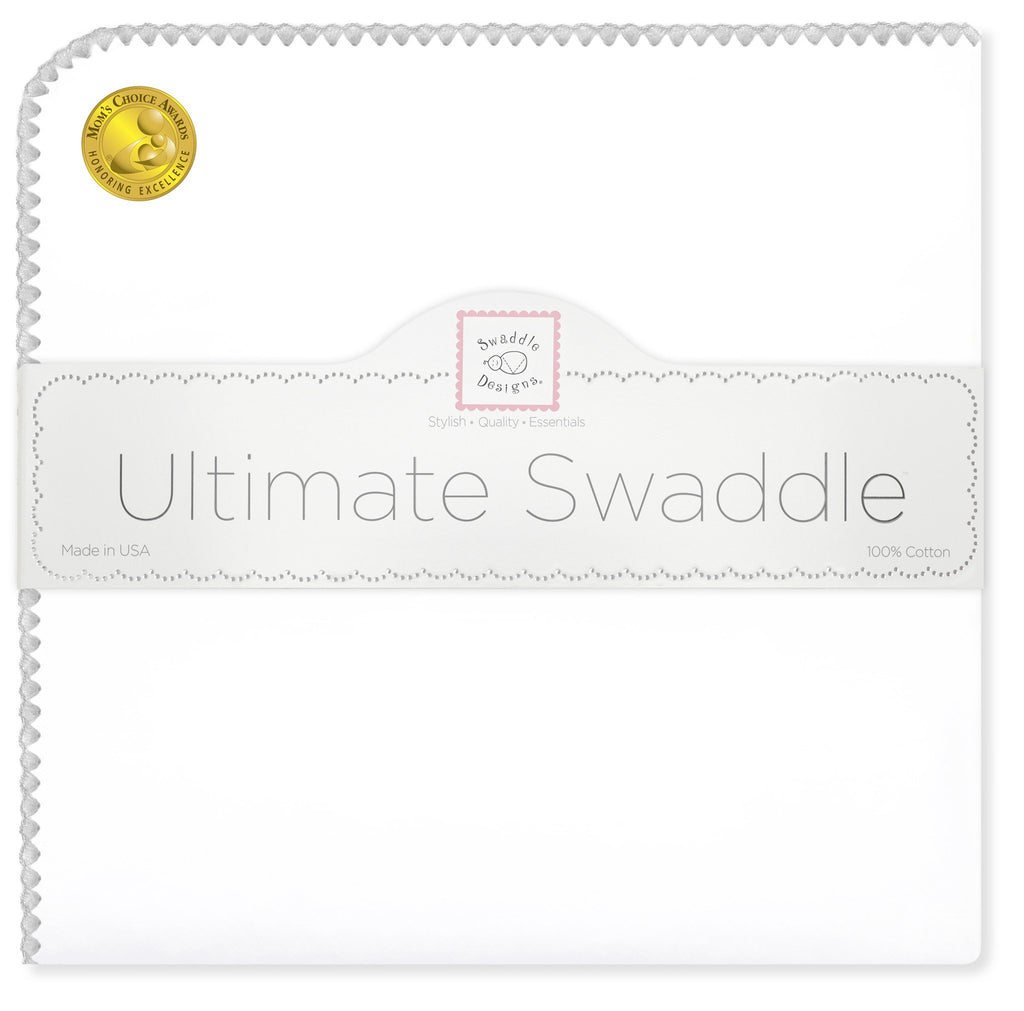 Ultimate Swaddle Blanket - White with Pastel Trim, Sterling - Customized