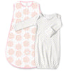 Cotton Knit Non-Weighted zzZipMe Sack Set - Heavenly Floral and Tiny Triangles Shimmer, Pink