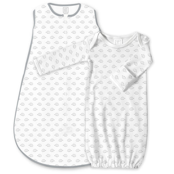 Cotton Knit Non-Weighted zzZipMe Sack Set - Tiny Hedgehogs