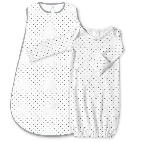 Cotton Knit Non-Weighted zzZipMe Sack Set - Tiny Triangles Shimmer, Sterling
