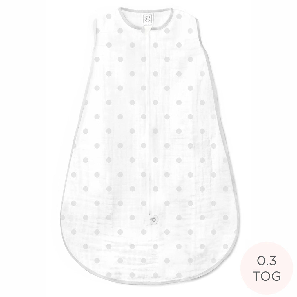 Muslin Non-Weighted zzZipMe Sack - French Dots, Sterling