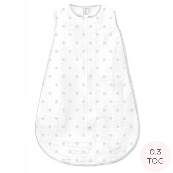 Muslin Non-Weighted zzZipMe Sack - French Dots, Sterling