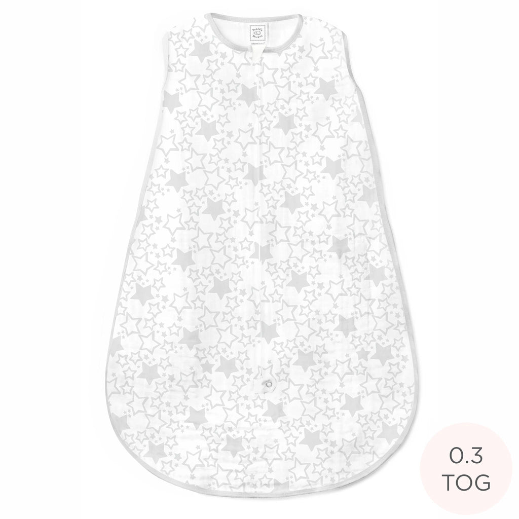 Muslin Non-Weighted zzZipMe Sack - Starshine, Sterling