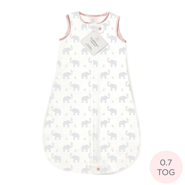 Cotton Flannel Non-Weighted zzZipMe Sack - Elephant & Chickies, Pastel Pink