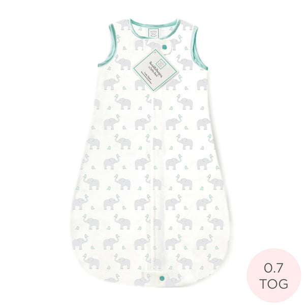 Cotton Flannel Non-Weighted zzZipMe Sack - Elephant & Chickies, SeaCrystal