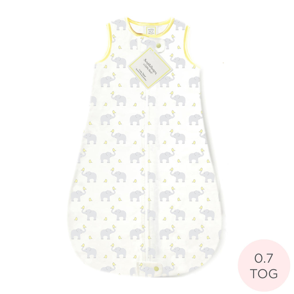 Cotton Flannel Non-Weighted zzZipMe Sack - Elephant & Chickies, Pastel Yellow