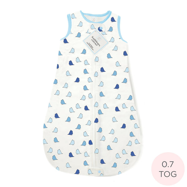 Cotton Flannel Non-Weighted zzZipMe Sack - Little Chickies, Blue