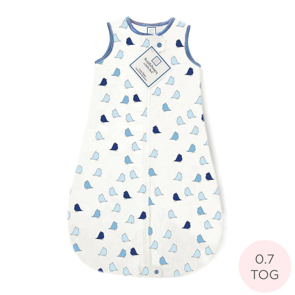Cotton Flannel Non-Weighted zzZipMe Sack - Little Chickies, True Blue