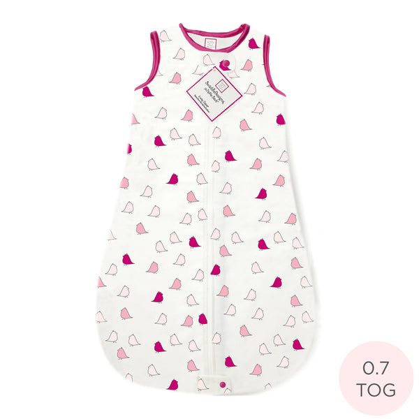 Cotton Flannel Non-Weighted zzZipMe Sack - Little Chickies, Very Berry