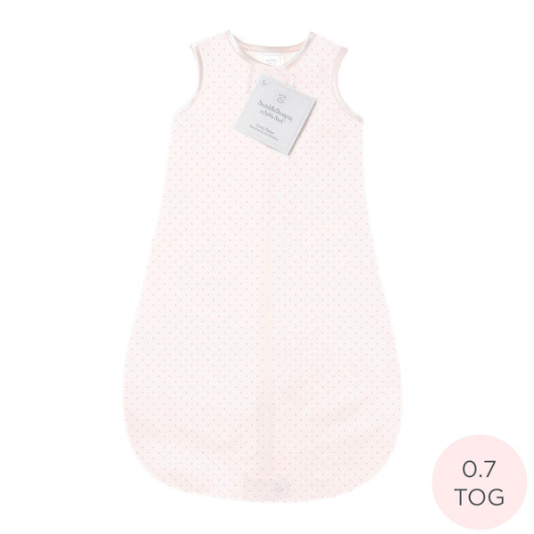 Cotton Flannel Non-Weighted zzZipMe Sack - Sunwashed Pink with Pastel Pink Polka Dots