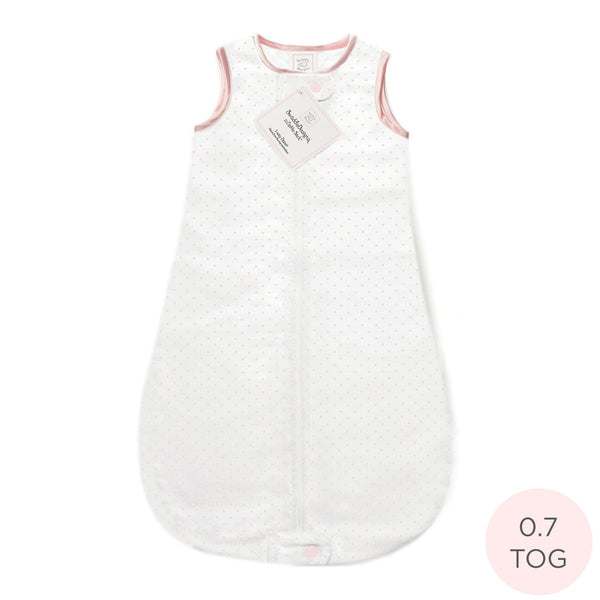 Cotton Flannel Non-Weighted zzZipMe Sack - Pastel Pink Polka Dots