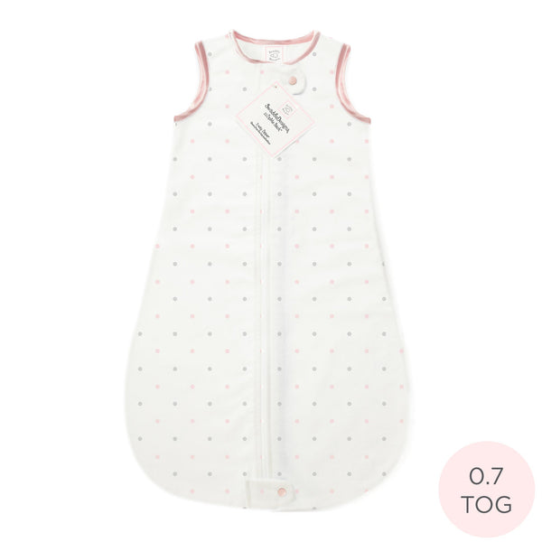 Cotton Flannel Non-Weighted zzZipMe Sack - Little Dots, Sterling & Pastel Pink