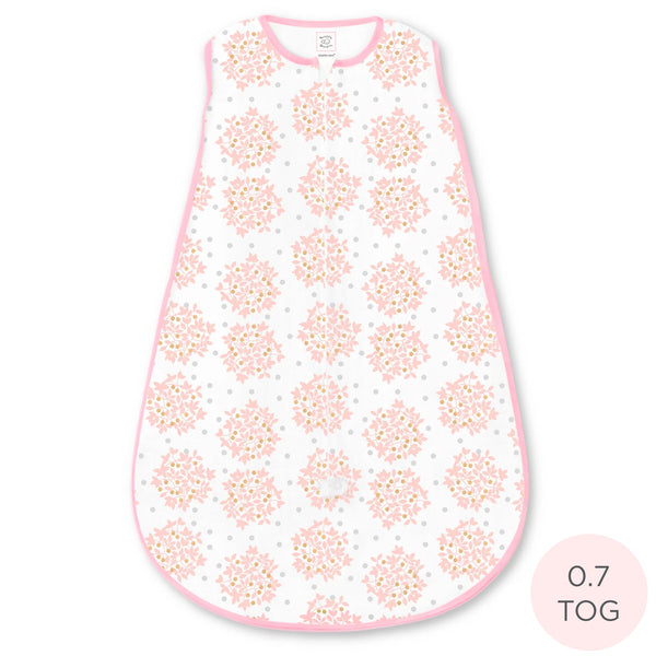 Soft Cotton Non-Weighted zzZipMe Sack - Heavenly Floral Shimmer