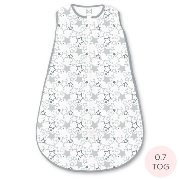 Soft Cotton Non-Weighted zzZipMe Sack - Starshine Shimmer, Sterling