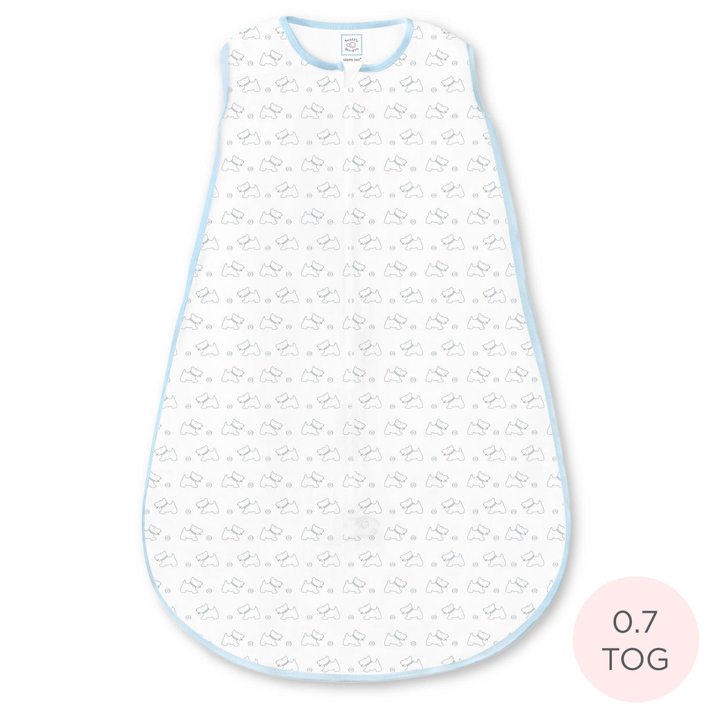 Soft Cotton Non-Weighted zzZipMe Sack - Tiny Doggie, Pastel Blue