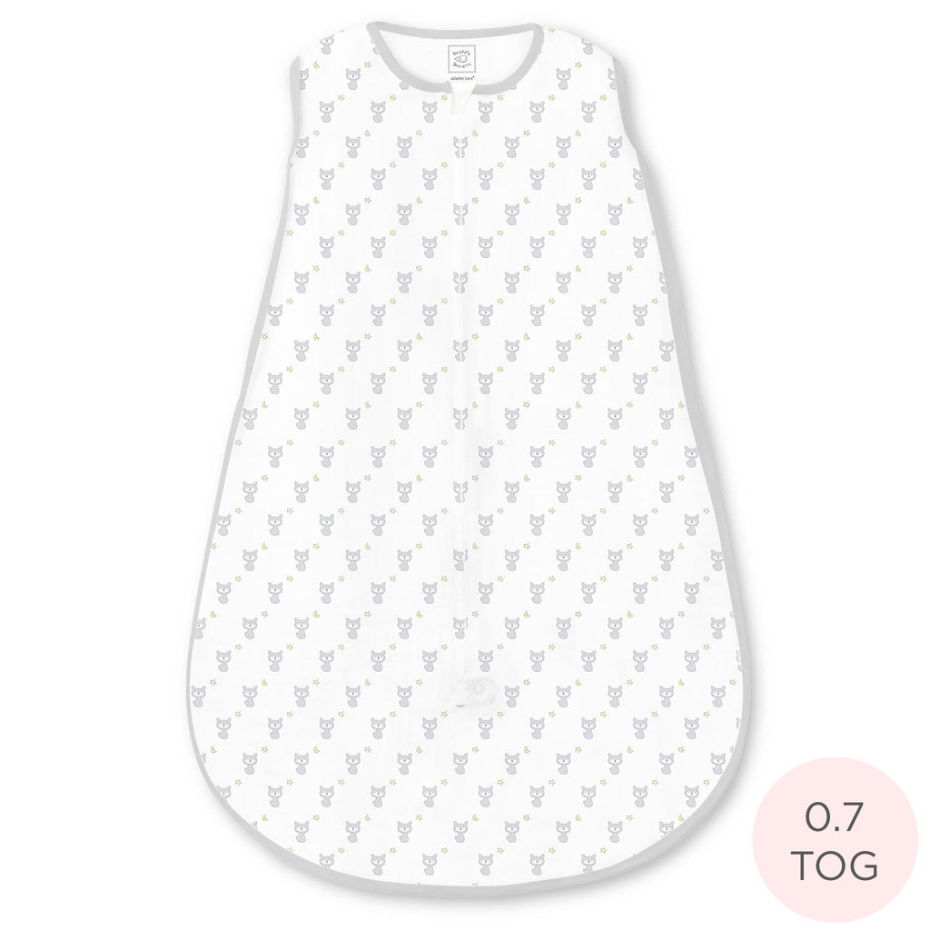 Soft Cotton Non-Weighted zzZipMe Sack - Tiny Fox, Sterling