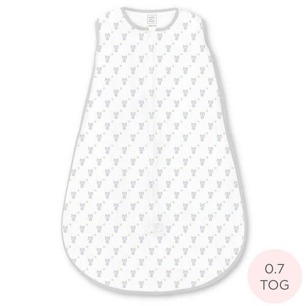 Soft Cotton Non-Weighted zzZipMe Sack - Tiny Fox, Sterling