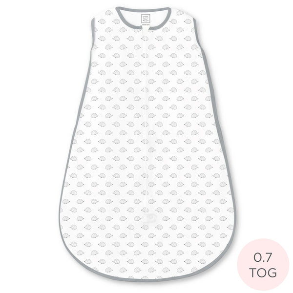Soft Cotton Non-Weighted zzZipMe Sack - Tiny Hedgehog, Black