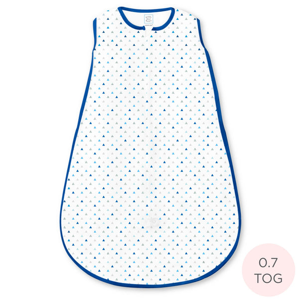 Soft Cotton Non-Weighted zzZipMe Sack - Tiny Triangles Shimmer, Blue