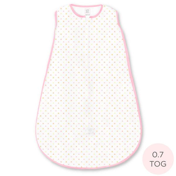 Soft Cotton Non-Weighted zzZipMe Sack - Tiny Triangles Shimmer, Pink