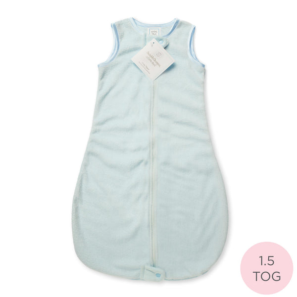 Baby Velvet Non-Weighted zzZipMe Sack -  Pastel Trim, Pastel Blue
