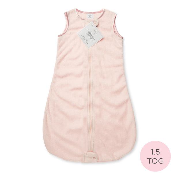 Baby Velvet Non-Weighted zzZipMe Sack -  Pastel Trim, Pastel Pink