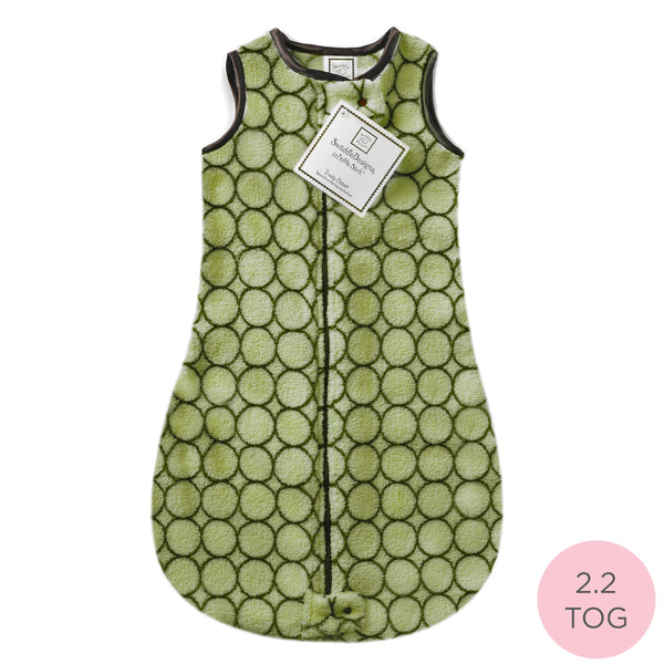 Cozy Non-Weighted zzZipMe Sack - Brown Mod Circles, Lime