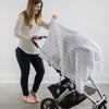 Muslin Swaddle Single - Tiny Triangles - Soft Black, Grays with Touch of Silver Shimmer