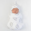 Muslin Swaddle Single - Dotted Scallops - Grays with Touch of Silver Shimmer