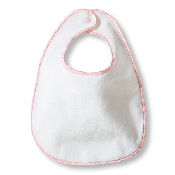 'Baby Bib - White Terry Pastel Trim - Personalize It' - Customized