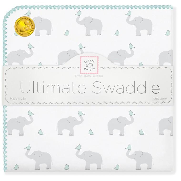 Ultimate Swaddle Blanket - Elephant & Chickies, SeaCrystal - Customized